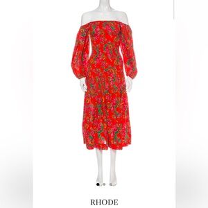 RHODE A-Line Red Floral Dress